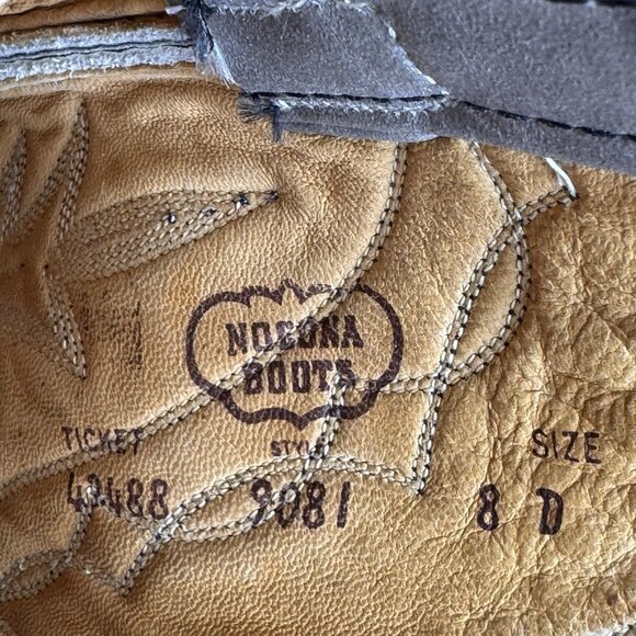 Nocona Boots Mens 8 D Brown/Beige Cowboy Western Leather Lizard Pull On Mid Calf - Picture 11 of 13